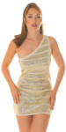 Sexy One-Shoulder Disco-dress with sequins BEIGE Einheitsgroesse