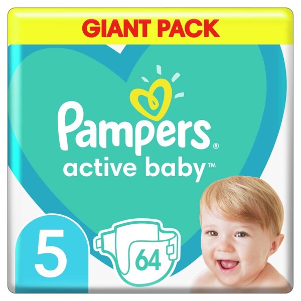 Pampers Active Baby Giant Pack Junior (64 ks) / Plienky / Veľkosť 5 (11-16 kg) (8001090949974)