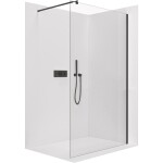 CERANO - Sprchová zástena Walk-in Onyx Round Ľ/P - 8 mm - okrúhla vzpera - čierna matná, transparentné sklo - 30x200 CER-DY101B-50-201
