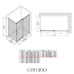 CERANO - Sprchovací kút Lantono - pravá - 8 mm - Soft-Close - chróm, mliečne sklo - 130x100 - posuvný CER-665557