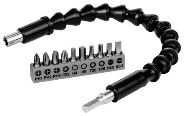 BOSCH Sada bitov s flexibilným nástavcom 11 ks / Sada bitov / Magnetický úchyt / Dĺžka 300 mm / Stopka 1/4" (2608522377)