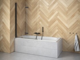 BESCO - Vaňová zástena LUMIX BLACK - FARBA rámu - Čierna matná, Rozmer A - 100 cm, Smer zatvárania - Univerzálny Ľavé / Pravé, Výplň - Číre bezpečnostné sklo - 6 mm BCLUMBL100BC