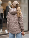 Dámska prešívaná prechodná bunda s kapucňou, béžová, FashionStreet TY5783 M