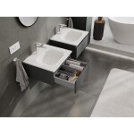 MEXEN/S - Orio kúpeľňová skrinka 50 cm s umývadlom Vela, 1 šuplík, grafit mat/biela mat 91A10-05023-1-BF66-W23M01