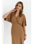 Maxi šaty K163 béžové - Makover L