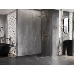 MEXEN/S - Lunar-B sprchovací kút dvere krídlové pravá 100 x 100, transparent, zlato kartáčovaná 832-100-100-55-00-P