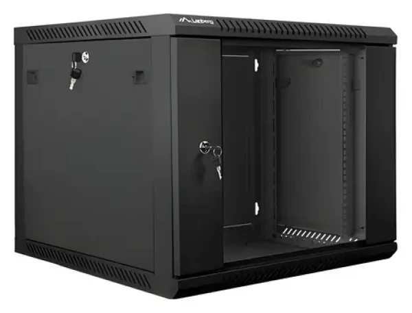 Lanberg WF01-6609-10B čierna / Nástenný rozvádzač / 19" / 9U / 600×600 mm / sklenené dvere (WF01-6609-10B)