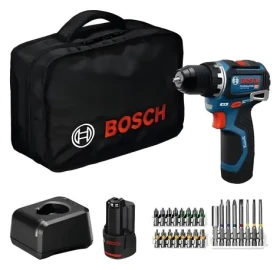 BOSCH GSR 12V-32 Professional modrá/čierna / Aku vŕtací skrutkovač / 12V / 32 Nm / 2x aku 2,0 Ah (06019N7006)