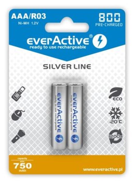 EverActive Silver Line nabíjacia batéria AAA (R03) 800 mAh 2ks / Ni-MH (EVHRL03-800)