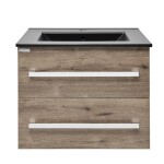 Kúpeľňová skrinka s čiernym umývadlom SAT Cube Way 60x53x46 cm dub wellington mat CUBE46602DWMODC CUBE46602DWMODC