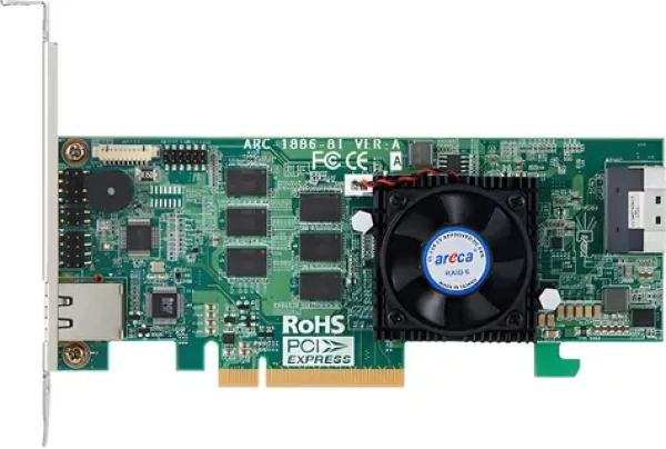 Areca 1886-8i / RAID radič / Tri-Mode SAS3 / 1x SFF-8654 / 8GB cache / PCIe 4.0 x8 / LP (ARC-1886-8i)
