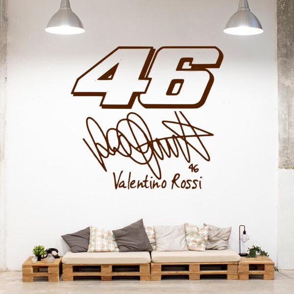 Veselá Stena Samolepka Valentino Rossi 46 Farba: hnědá, Veľkosť: 100 x 93 cm