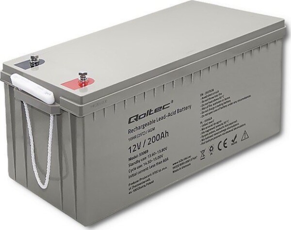Qoltec akumulátor AGM | 12V | 200Ah | max. 3000A