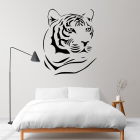 Veselá Stena Samolepka Hlava Tigra Farba: černá, Veľkosť: 100 x 125 cm