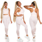 Sexy Sporty Set- Crop Top und Push-Up Leggings apricot M/L