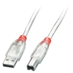 Lindy 41753 transparentný / Kábel USB / USB A (M) - USB B (M) / 2 m / USB 2.0 / 480 Mbit/s (41753)