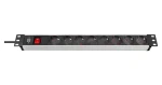 Brennenstuhl Alu-Line čierna / Napájacia lišta / 19" / 8x zásuvka / vypínač / 3500 W / 2m kábel (1390007018)
