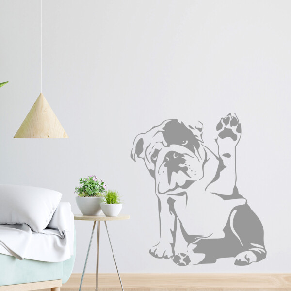 Veselá Stena Samolepka Buldog Farba: šedá, Veľkosť: 80 x 71 cm