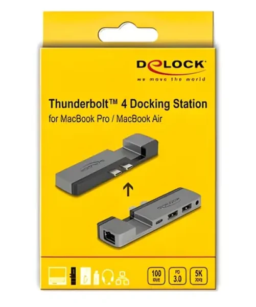 DeLock / Dokovacia stanica / Thunderbolt 4 / pre MacBook Pro a MacBook Air / 5K Ultra HD / USB-C PD 100 W (87757)