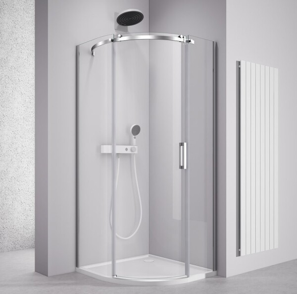 POLYSAN - THRON ROUND štvrťkruhová sprchová zástena 900x900, číre sklo, ľavá TL2690-5005