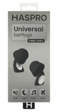 Haspro Universal čierna / Špunty do uší / silikónové / SNR 29 dB / vymeniteľné koncovky S,M,L