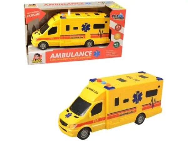 MaDe 07631 Sanitka na zotrvačník so svetlom a zvukom na batérie