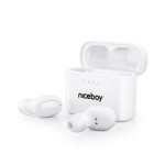 Niceboy HIVE Podsie 3 biela / Bezdrôtové slúchadlá s mikrofónom / TWS / Bluetooth 5.1 / IPX5 / nabíjacie puzdro (hive-podsie-3-white)