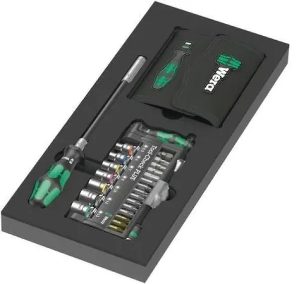 Wera Tool-Check PLUS / Sada bitov s račňou / Kraftform Compact 60 / 57 dielov / 1/4" / čierno-zelená (05150150001)