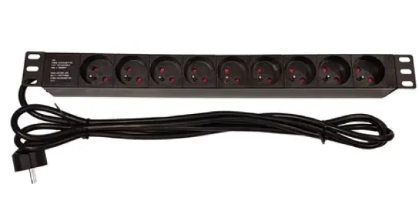 Lexi-net Rozvodný panel 9x230V / Rozvodný panel / 19" / 1U / kábel 3 m (NAPPAN2260B)