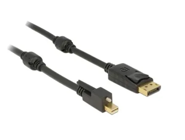 DeLock Kábel mini Displayport 1.2 samec so skrutkami Displayport samec 1 m čierna / 4K (83721-D)