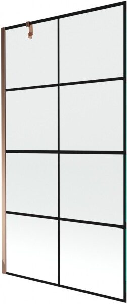 MEXEN/S - Next vaňová zástena FIX 100x150, čierny dekor, růžové zlato 895-100-000-00-77-60