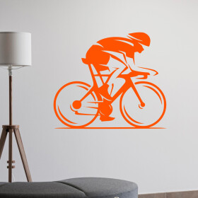 Veselá Stena Samolepka Cestný cyklista Farba: oranžová, Veľkosť: 40 x 34 cm