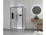CERANO - Sprchovací kút Varone POINT Ľ/P - 6 mm - čierna matná, transparentné sklo - 140x90x195 - posuvný CER-DY505B-14090