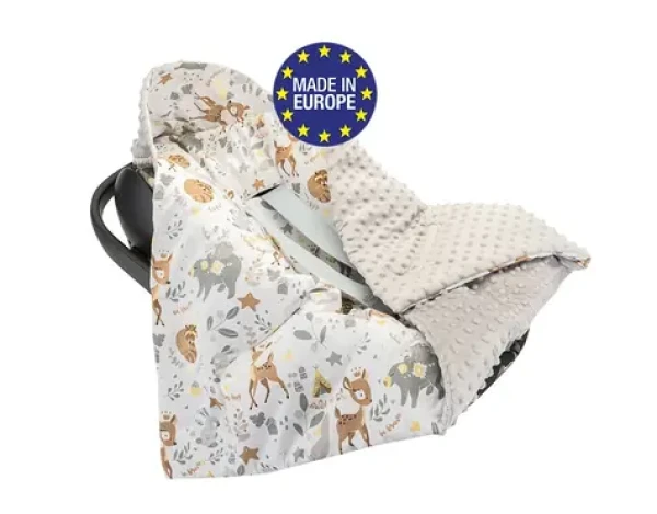 Bomimi Zavinovacia deka do autosedačky minky lesné zvieratká, béžové xy (BO2208BEI010)