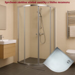 H K - Štvrťkruhový sprchovací kút PURE S4 90x90 s dvojdielnymi posuvnými dverami vrátane sprchovej vaničky z liateho mramoru PURES490/SE-THOR-90Q