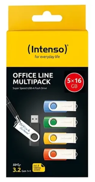 INTENSO Office Line 16GB viacfarebná, multipack 5 ks / Flash disk / USB 3.2 Gen 1 / USB-A (3543575)