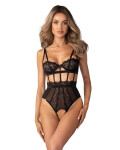 Dámske zvodné body Hersis Crotchless Teddy Black - Obsessive S/M