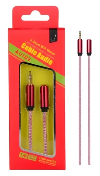 PLUS AU102 červený / Audio kábel / 3,5 mm jack (M/F) / 1 m (100002164314)
