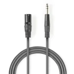 Nedis Vyvážený Audio kábel XLR 3pinový (M) - jack 6.35 mm (M) 1.50 m tmavo šedá (COTH15100GY15)