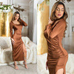 Sexy Koucla longsleeve Maxidress with slit Einheitsgroesse