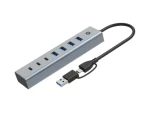 Conceptronic USB hub 7 portov šedá / USB hub / 4X USB-A 3.0 + 3x USB-C / 5 Gbit/s / hliníkové telo (HUBBIES20G)