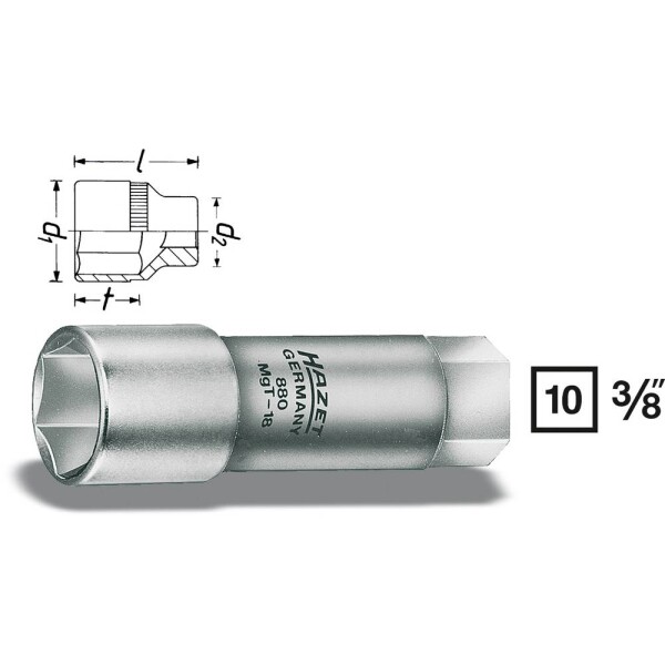 Hazet HAZET 880MGT-18 vonkajší šesťhran nástavec na autosviečky 18 mm 3/8 (10 mm); 880MGT-18