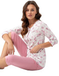 Luna 668 3/4 M-2XL L24 dámske pyžamo ECRU-BLUE XXL