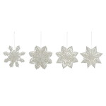 House Doctor Papierová vianočná ozdoba Snowflake White 15 cm – set 4 ks