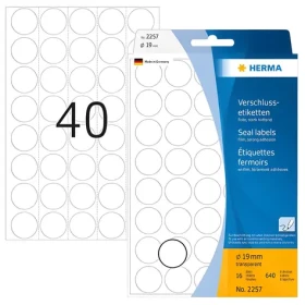 Herma Uzatváracie etikety transparentné 19 mm / Extra lepivé / Polyester / 640 ks (2257)