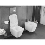 MEXEN/S - Teo Závesná WC misa Rimless Tornado vrátane sedátka s slow slim, duroplast, biela lesk 30850700T