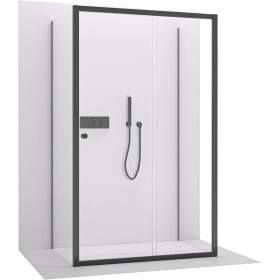 CERANO - Trojstenný sprchovací kút Varone POINT UL/P - 6 mm - čierna matná, transparentné sklo - 100x100x195 - posuvný CER-DY505B-90-201