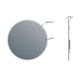 SAPHO - VISO guľaté zrkadlo s LED osvetlením, ø 90cm VS090