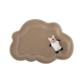 Hnedý kameninový detský tanier 14x20 cm Dolly – Bloomingville Mini - Bloomingville Detský keramický tanierik Dolly Brown