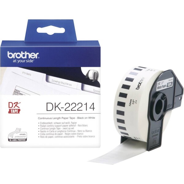 Brother DK-22214 etikety v roli 12 mm x 30.48 m papier biela 1 ks trvalé DK22214 univerzálne etikety; DK22214